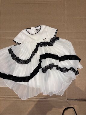 Givenchy White and Black Lace Girls' Party Dress - Kids Costume
